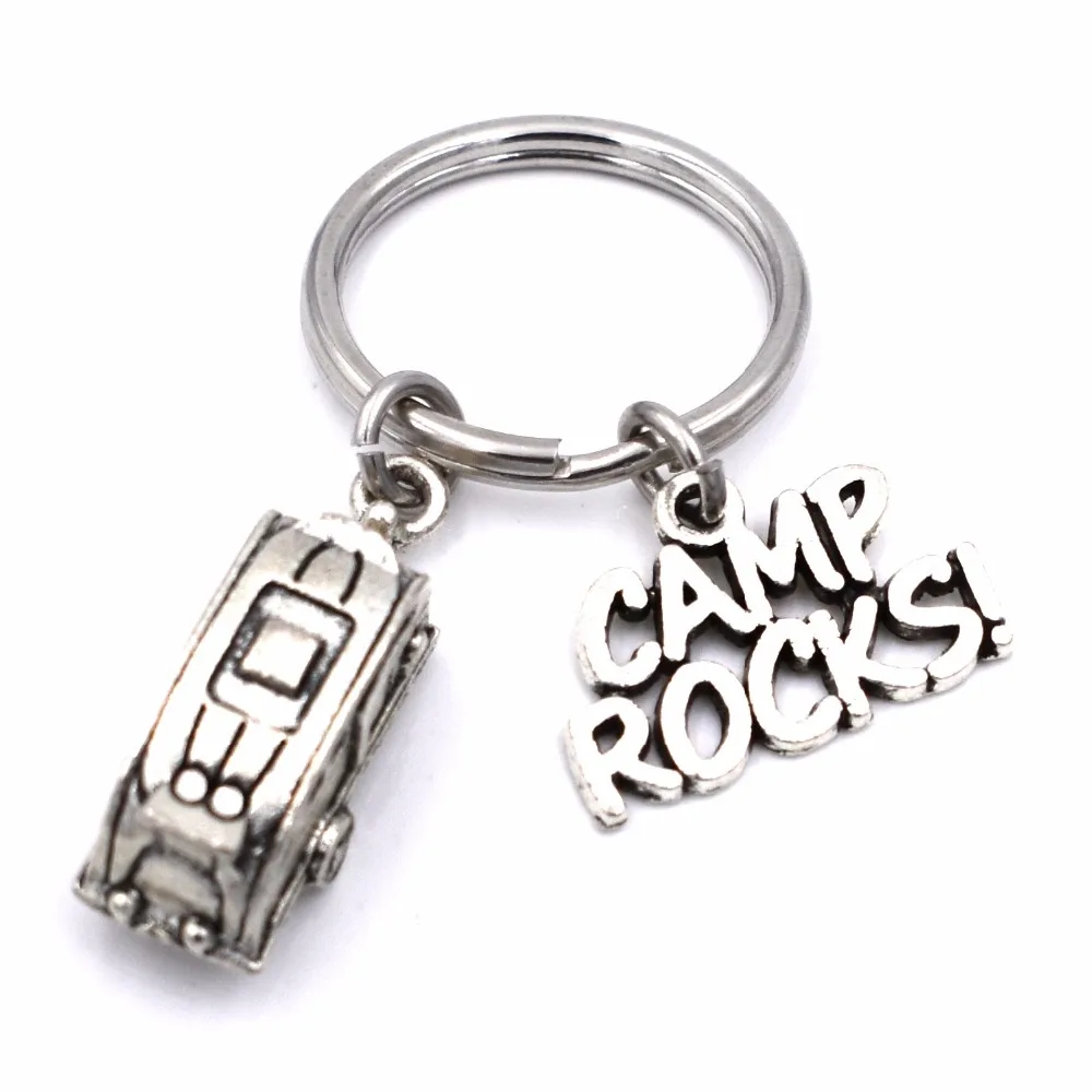 

Camper Trailer Camp Rocks Charm Keyring Camping Lover Keychain DIY Handmade Jewelry Gifts for Women Girls