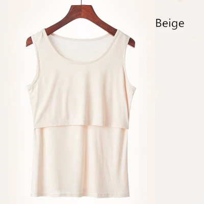 Beige Молокоотсос грудного вскармливания Camisole Подтяжки Футболка кормящих топ одежда для беременных жилет Модальная ткань - Цвет: Beige