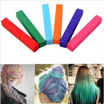 

6pcs Temporary Crayons Hair Color Mascara Dye Hair Color Chalk Colorful Alcohol-Free Non-toxic Hair Coloring Chalks Party Makeup