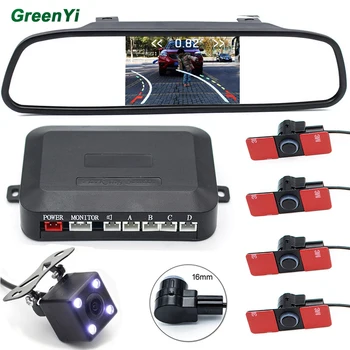 

3in1 Car Video Reverse Parking Sensor Assistance Car Trajectory Reversing Rearview Backup Camera on 4.3 Inch Car Mirror Monitor