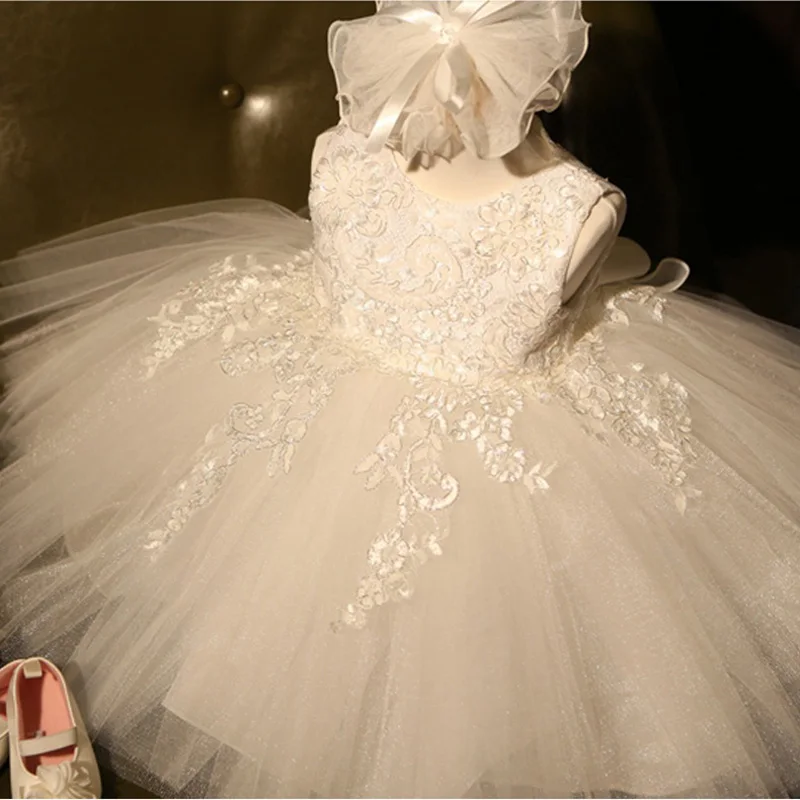 Retail White First Communion Dress Girl 2017 Tulle Lace Infant Toddler Pageant Flower Girl Dresses for