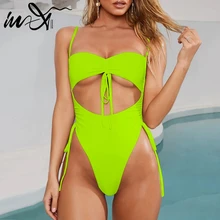 In-X купальник с высоким вырезом сплошной Ремешок Бикини открытые цельные костюмы пуш-ап женский купальник-монокини Новинка