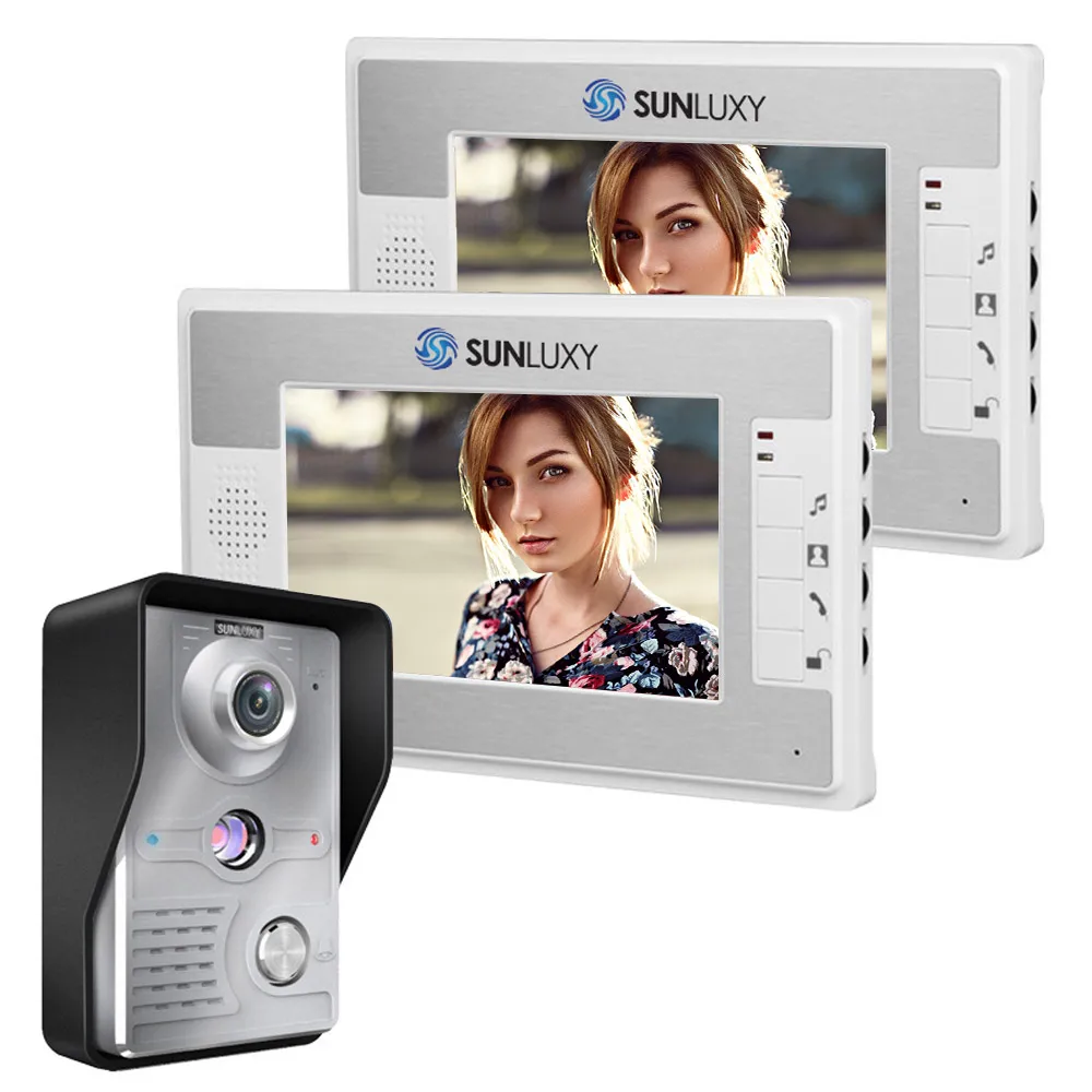 SUNLUXY 7 TFT Color font b Door b font Phone Video Intercom 2 Monitor 1 Doorbell