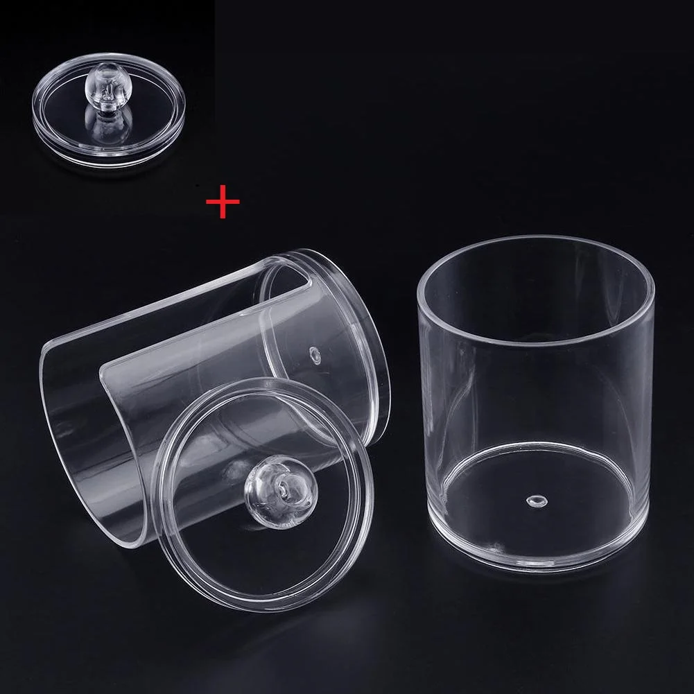 

Dual Layer Cylinder Acrylic Cotton Storage Box Makeup Cotton Nail Remover Container Storage Case Cap (buy one get one free)