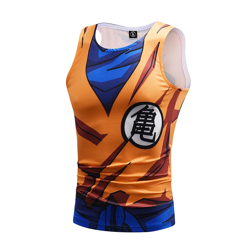 

New Bodybuilding Dragon Ball Men Anime Tops Naruto Vest Fitness Tops Tees Super Saiyan Singlets Mr.BaoLong & Miss.GO