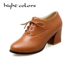 Vintage High Heels Oxford Shoes For Women Autumn Thick Heel Women Pumps Brogues Oxford Woman Casual Shoes Sapatos Femininos Vintage High Heels Oxford Shoes For Women Autumn Thick Heel Women Pumps Brogues Oxford Woman Casual Shoes Sapatos Femininos