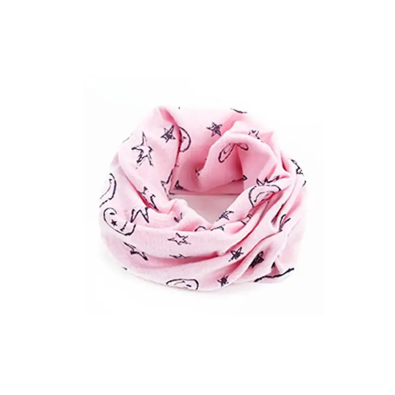Хлопковый шейный шарф с принтом, теплые детские ожерелья на осень и зиму, детский шарф с круглым вырезом - Цвет: Light Pink