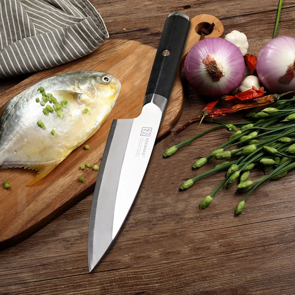 

SUNNECKO 6.5" Deba Knife German 1.4116 Steel Blade G10 Handle Fish Head Cut Razor Sharp Kitchen Filleting Knives for Fish Bone