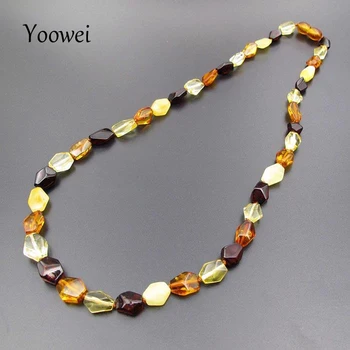 

Yoowei Amber Necklace for Women Geometric Original Beaded Mother Day Gifts Healing Gems Natural Amber Jewelry Collar Wholesale