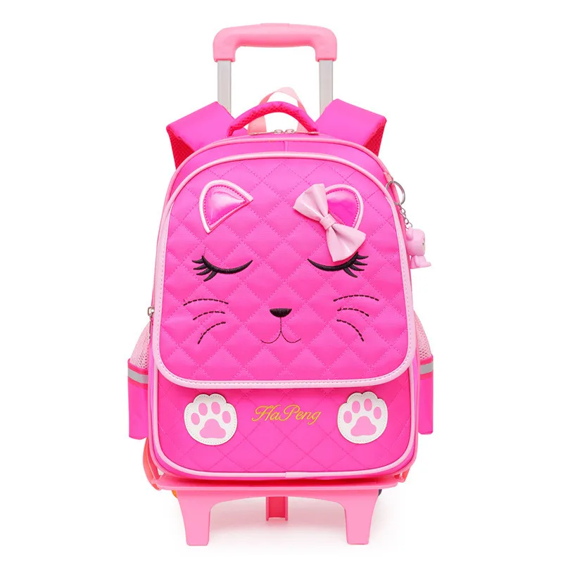 Новинка, съемные детские школьные сумки, 2/6 колеса для девочек, рюкзак на колесиках, Детская сумка на колесиках, рюкзак для путешествий, чемодан Mochila - Цвет: 2 wheels rose red