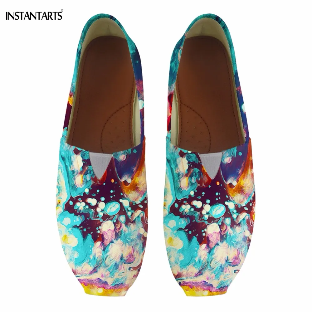 INSTANTARTS Fashion Colorful Abstract Printed Woman Summer Flats Shoes