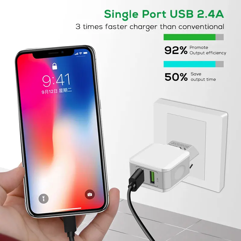 SUPTEC 5 в 2,4 А двойное USB зарядное устройство для iPhone X 8 7 iPad быстрое настенное зарядное устройство для мобильного телефона адаптер ЕС для samsung S9 S8 huawei Xiaomi