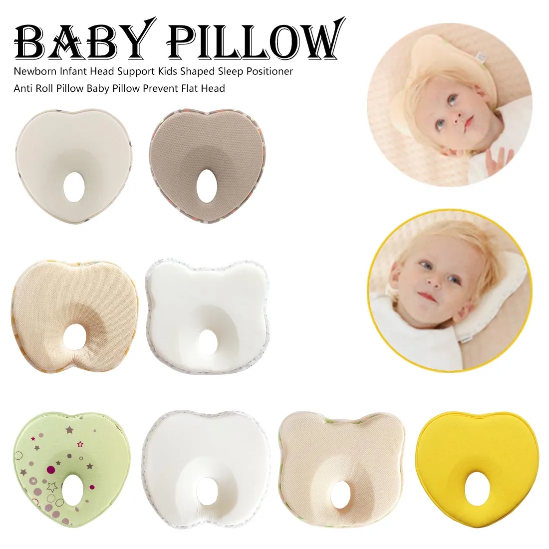 

Newborn Infant Head Support Kids Shaped Sleep Positioner Anti Roll Pillow Baby Pillow Prevent Flat Head