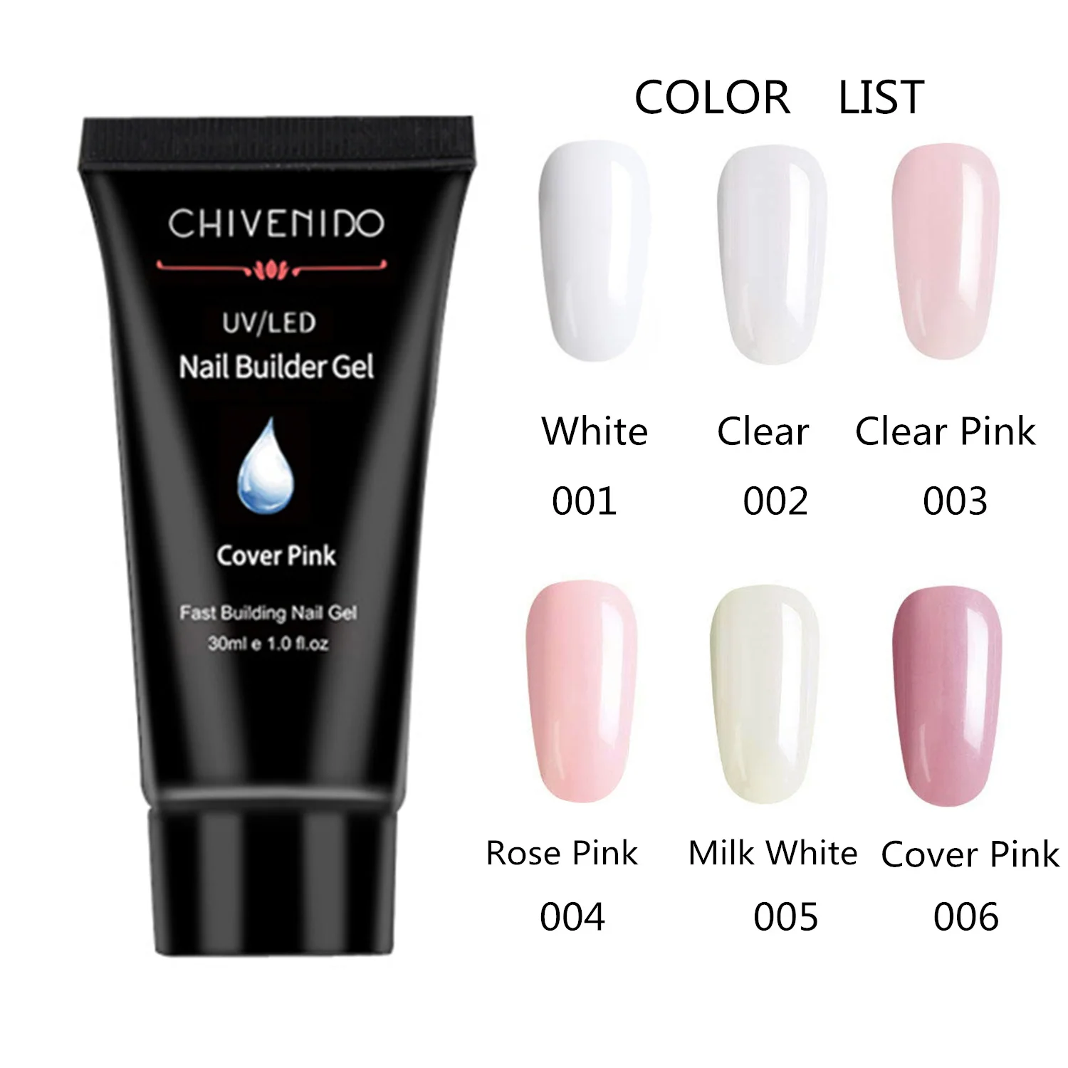 Набор для ногтей CHIVENIDO Poly Gel-30 мл 6 цветов гель продлевающий половой акт, 100 шт Набор для акриловых ногтей в 10 размерах, подарочный набор для ногтей с коробкой