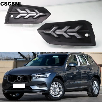 

CSCSNL 1Pair LED Daytime Running Light Daylights For Volvo XC60 2018 2019 Flowing Turn Signal Function 12V Car DRL Fog Lamp