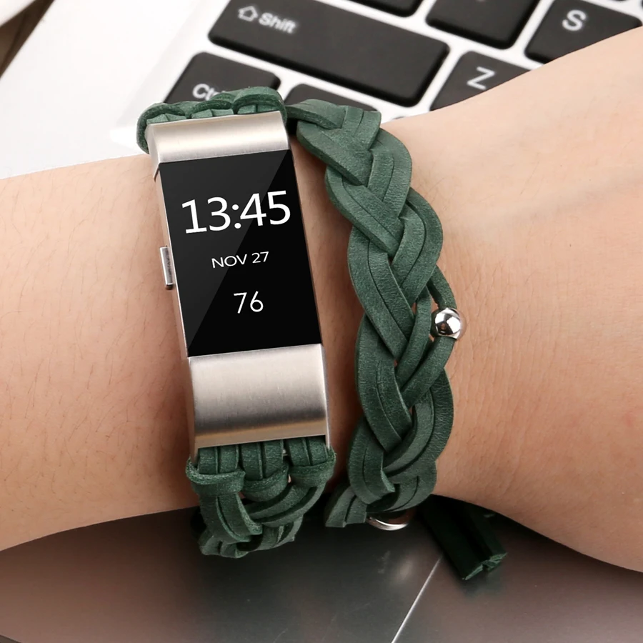 Для Fitbit Charge 2 ручное плетение кожаный ремешок на запястье с пряжкой сменный Браслет для Fitbit Charge 2 Смарт-часы