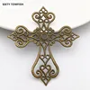 SIXTY TOWFISH 20 Pieces 58*63mm Metal Filigree Cross Flowers Slice Charms Base Setting Jewelry DIY Components Filigree Charms ► Photo 3/6