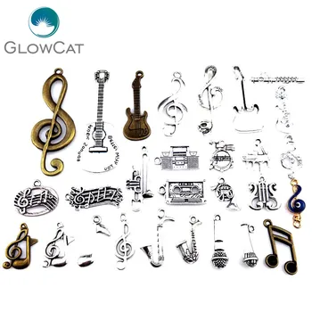 

1pack Mix Musical Piano Necklaces Charms Music Note Trumpet Sax Microphone Pendant Fit Musician Gift Necklaces Jewelry 21876