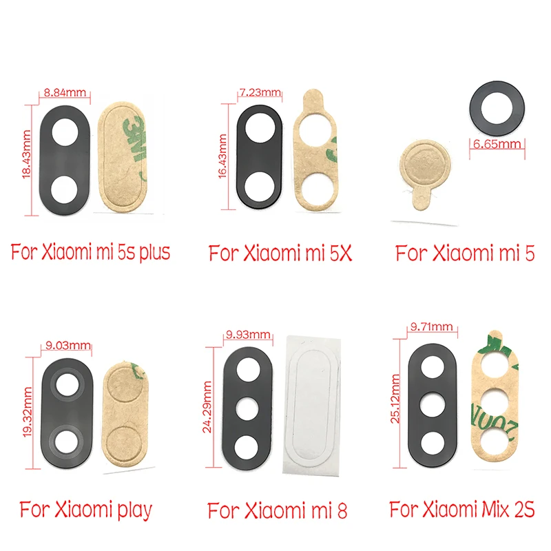 

Glass Camera Lens with Tape Replacement For Xiaomi Mi 9 9T 8 lite Se A1 5X A2 6X 6 5 5S Plus