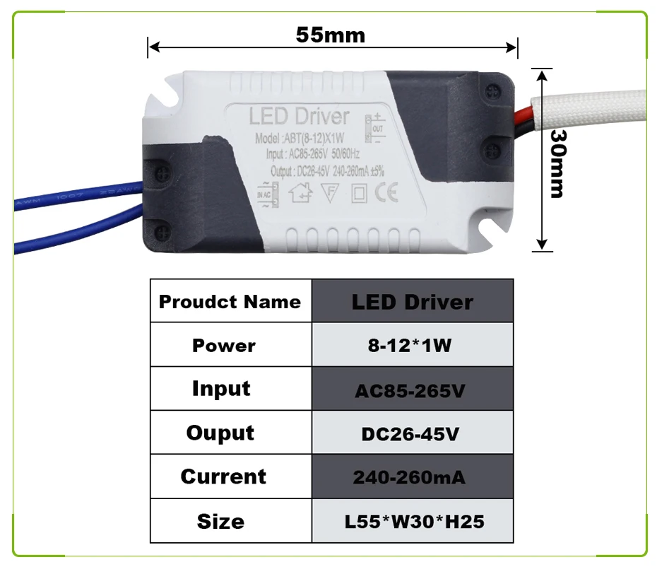 Светодиодный блок питания 1 Вт, 3 Вт, 5 Вт, 18 Вт, 25 Вт, ток 300 мА, светильник, трансформатор, адаптер, AC85-265V, светодиодный светильник, лампа
