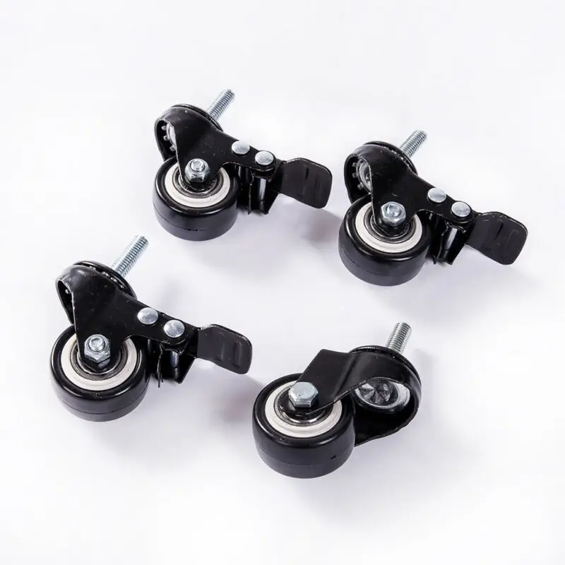 

4 x Heavy Duty 75mm Rubber Swivel Castor Wheels Trolley Furniture Caster Black White Office Chair Caster Wheels 1.5'' Set of 4