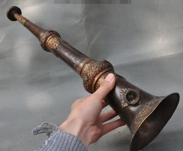 오래된 중국 왕조 순수 청동 악기 멜로디 나팔 클라리온 Suona 혼instrumental meaninghorn