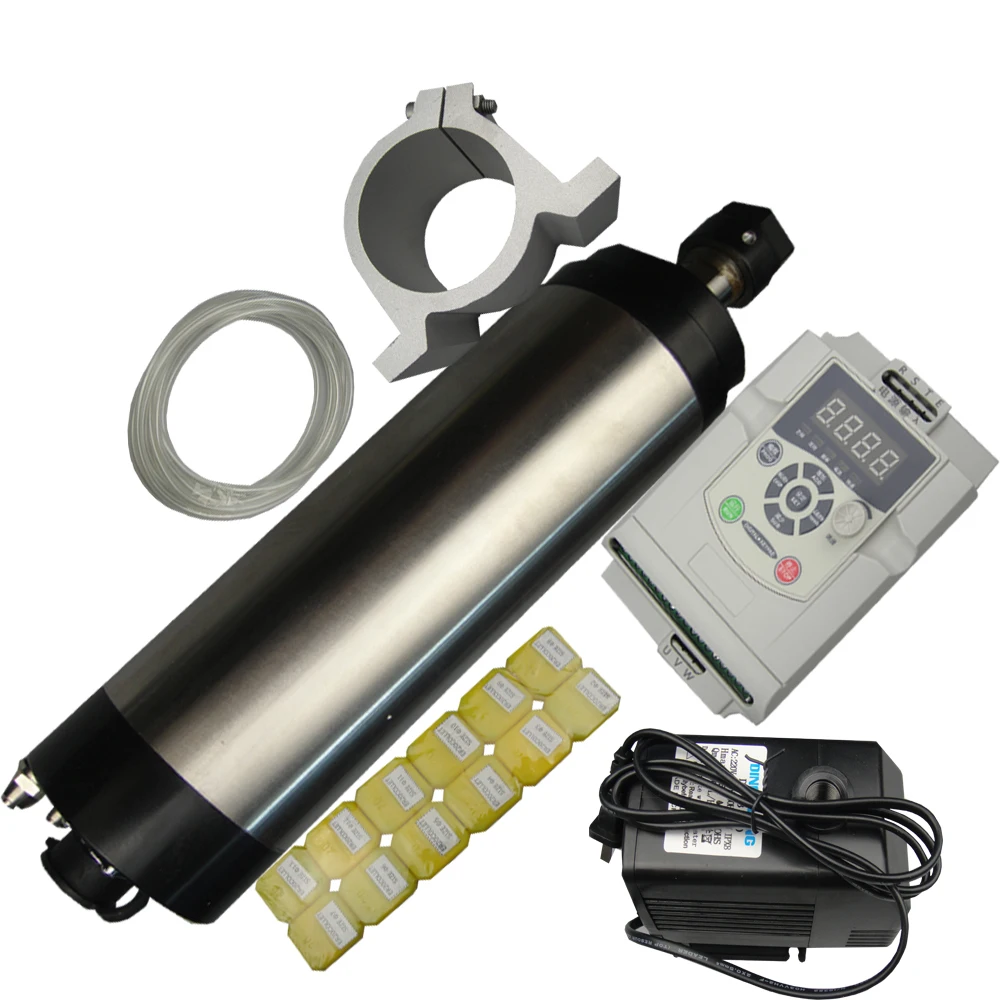 

2.2KW CNC milling water-cooled spindle AC220V 400HZ+ spindle support + ER20 collets+ 2.2KW inverter+1 water pump+1 water pipe