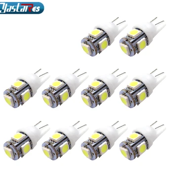 

10pcs Auto T10 5 LED 1W 5050 W5W Wedge Door Parking Bulb Light Car 5W5 LED Dome Festoon C5W C10W License Plate Light Xenon DRL