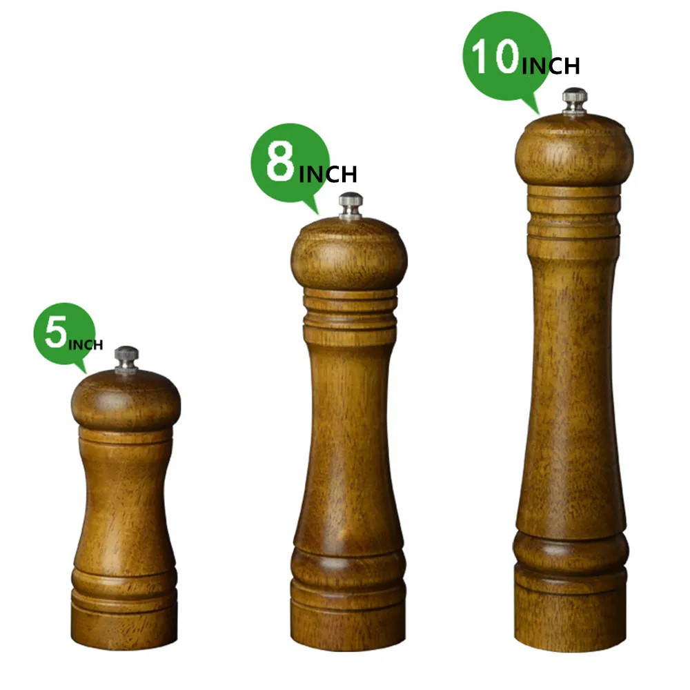 3 pcs/set Home Kitchen Wood Spice Pepper Mill Salt Grinder Muller Tool