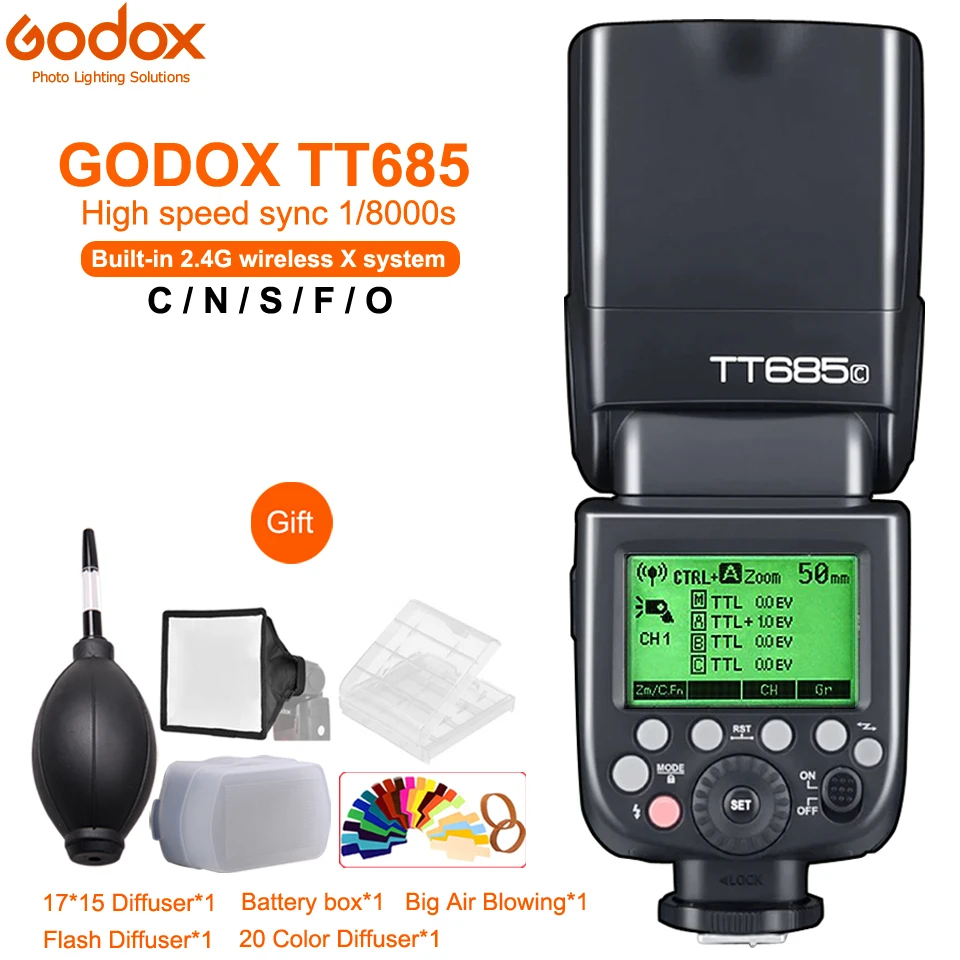 Godox TT685 TT685C TT685N TT685S TT685F TT685O Flash TTL HSS Camera Flash speedlite for Canon Nikon
