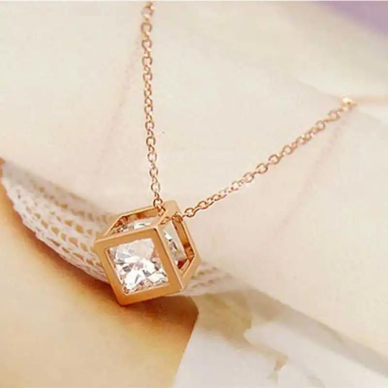 Воды ожерелье куб популярный темперамент простой подарок личности романтическая Женская мода Аксессуары дешевые ожерелье простые ювелирные изделия