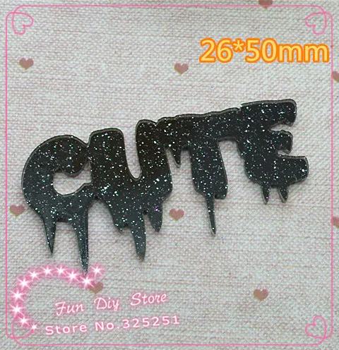 

acrylic shiny black cute word Flat back Scrapbooking 10pcs/lot 26*50mm