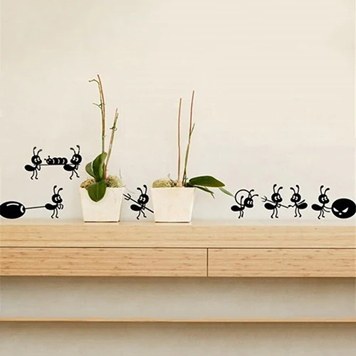 6*43cm Furnishing Wall Sticker Cartoon Ant Decoration Glass Stickers Mirror Window Decor Kitchen Bathroom Bedroom Wall Stickers