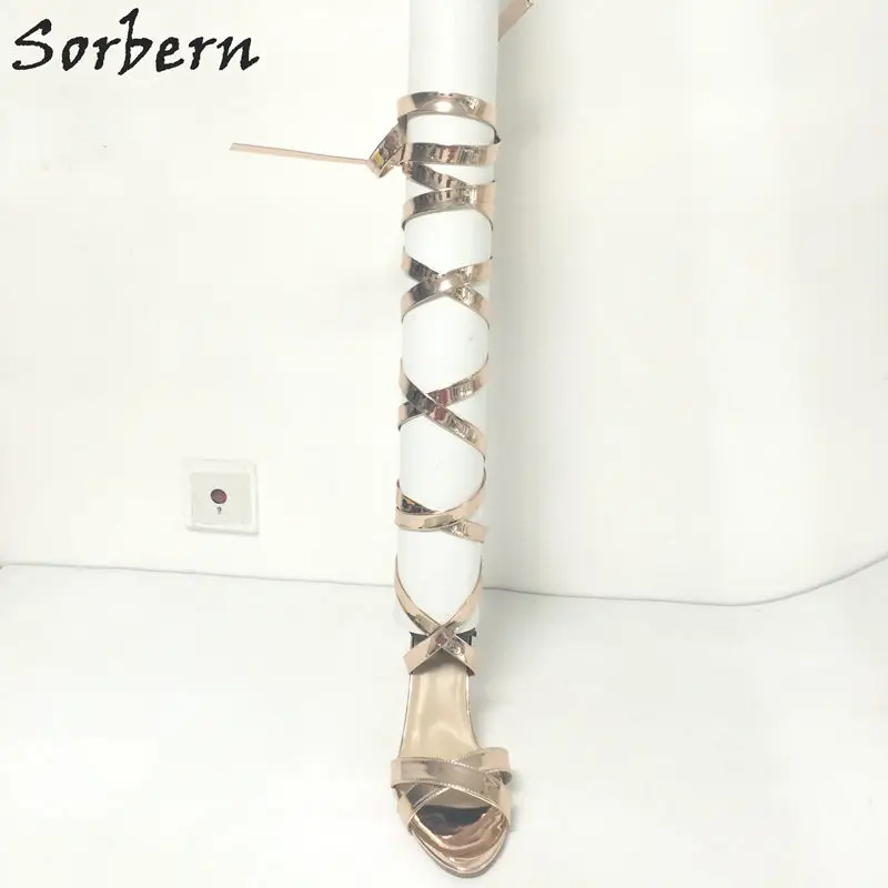 Sorbern/розовые сандалии-гладиаторы; женские летние туфли на прозрачном каблуке ручной работы; Sandale Femme Ete; ; очень высокий каблук; размеры 34-46