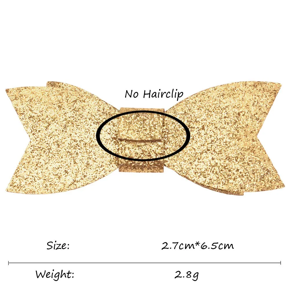 8 шт. 2,5 дюймов Блестящий бант с блестками Ласточка Хвост бант без бант для волос, Бутик Аксессуары для волос DIY головной убор без заколки