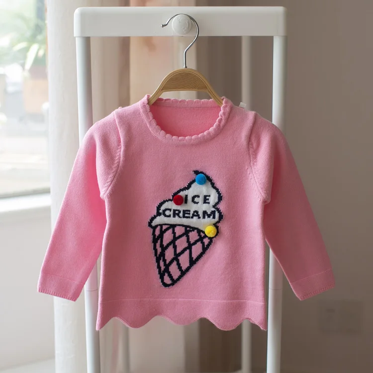 New 2018 children sweater spring and autumn girls cartoon ice cream
