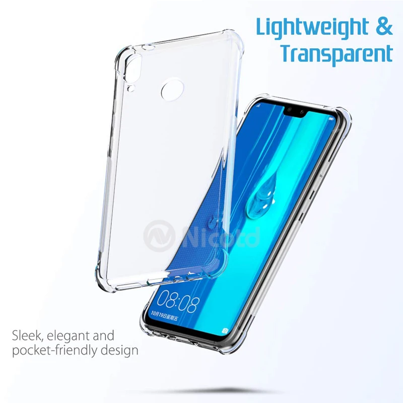 Ультратонкий Мягкий чехол из ТПУ для Huawei Y9 2019 Honor 8C 8X Y5 2018 прозрачные силиконовые