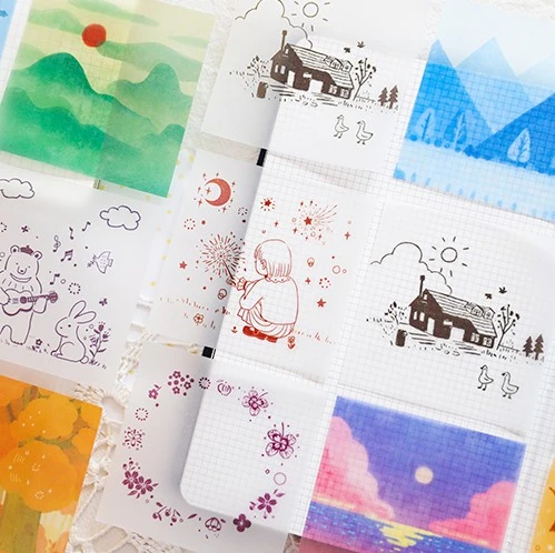 

LoveFrom 30 Pcs/set Kawaii Stickers Translucent Stickers Non-sticky Sulfuric Acid Planner Book Journal DIY Decorative Stickers