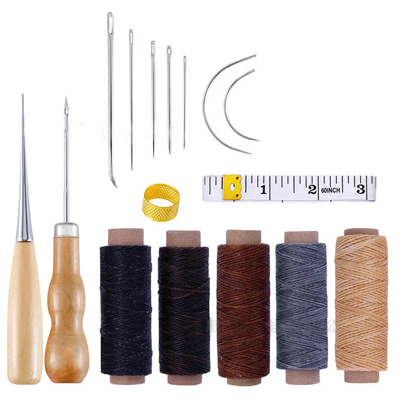 

16Pcs Tools for Leather Craft Sewing DIY Hand Stitching with Groover Awl Edge Creaser Mat Tools for Leather Working New