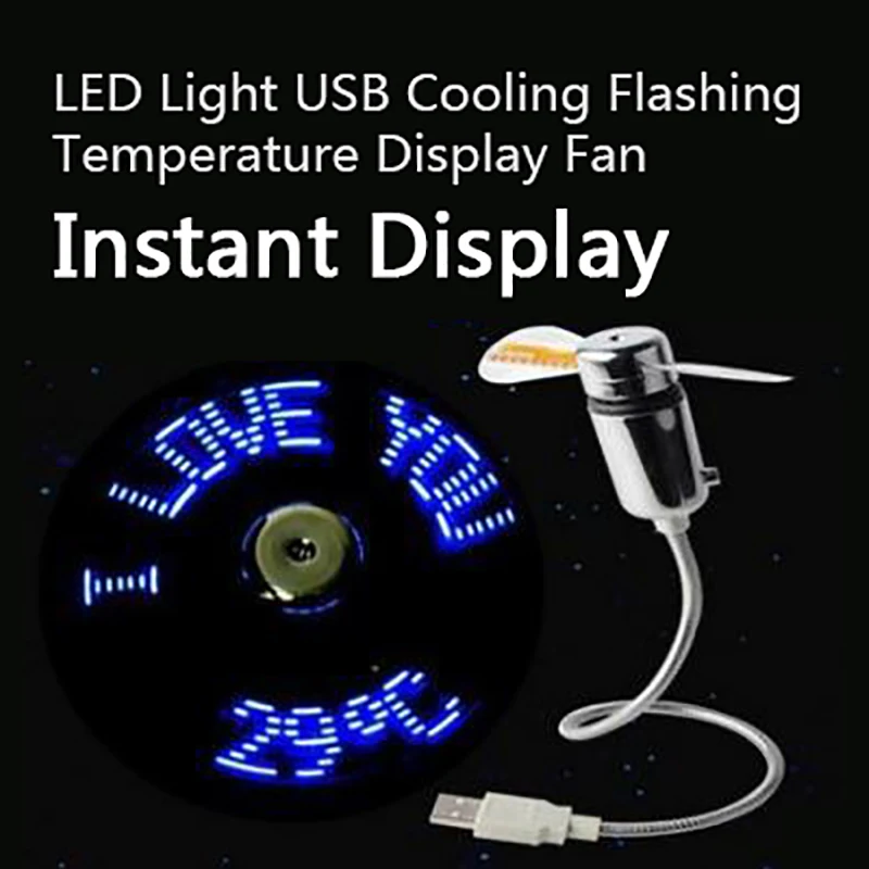 

MINI Flexible smart LED USB Thermometer Fan Office Desk Cooling Temperature Adjustable Display Fan for PC Laptop Desktop Gifts