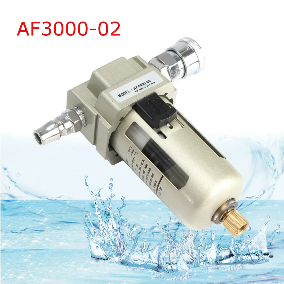 

1/4 Inch Ports 1500L/ Min Moisture Oil Water Filter Trap Regulator Air Compressor AF3000-02 In Line Particulate Water Clear