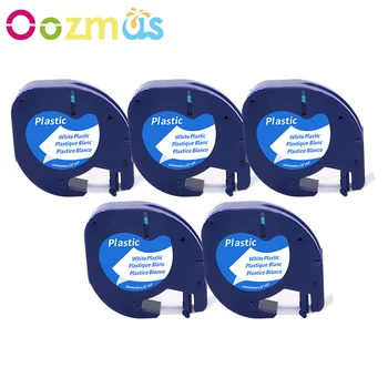 

Oozmas 5 piece 12mm 91200 compatible for DYMO Letratag tape 91201 91202 91203 91204 91205 12267 18771 printer ribbon label maker