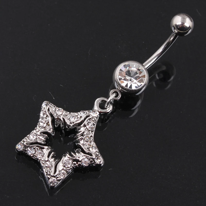 Hot Sale Star Belly Button Ring High CZ Stainless Steel Navel Ring Body Piercing Jewelry For