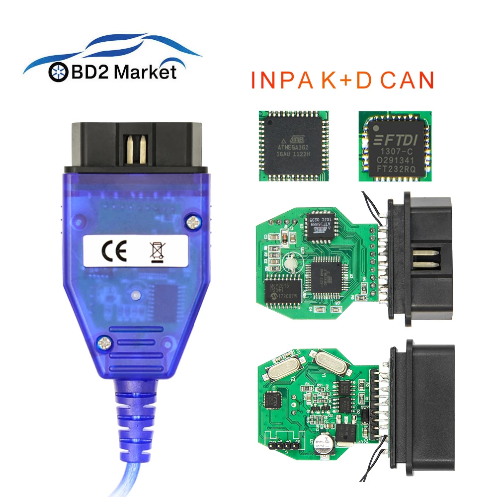 

OBD2 car diagnostics For BMW INPA K+CAN with FT232RL/FT232RQ Chip OBD OBD2 Diagnostic Cable Switch K+ DCAN USB Interface Scanner