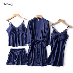 PKSAQ женские пижамы пикантные из искусственного шелка кружево слинг нижнее белье без рукавов Летние комплект с нагрудники