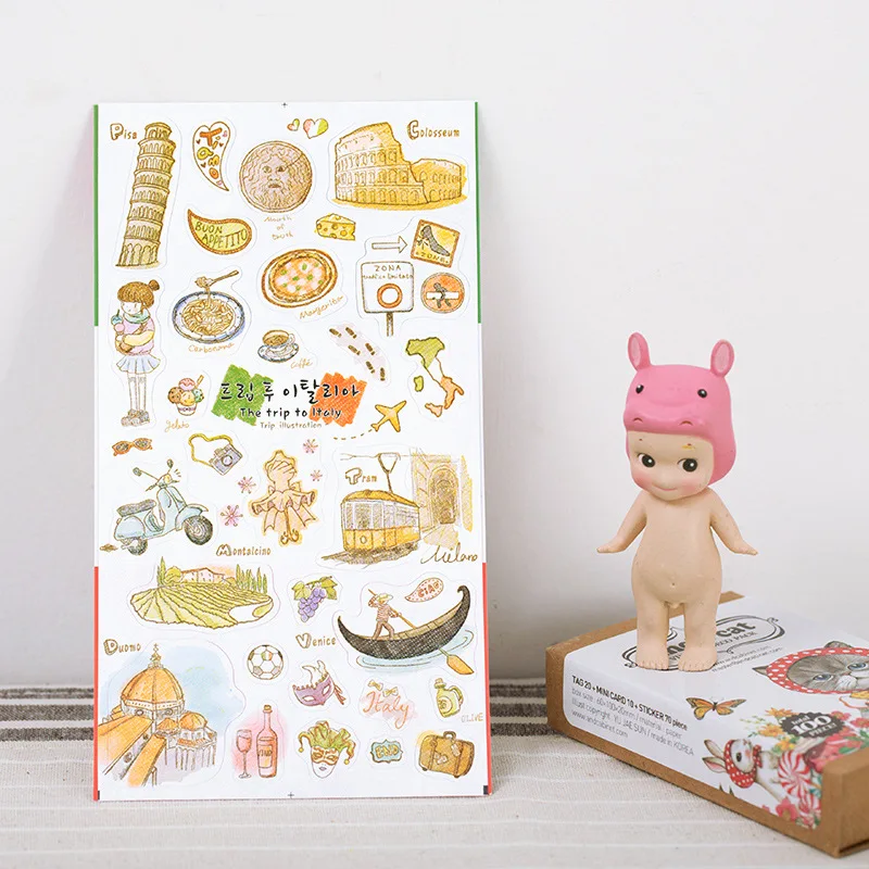 

DIY Colorful Travel to Italy 3D kawaii Stickers Diary Planner Journal Note Diary Paper Scrapbooking Albums PhotoTag Funny TB-015