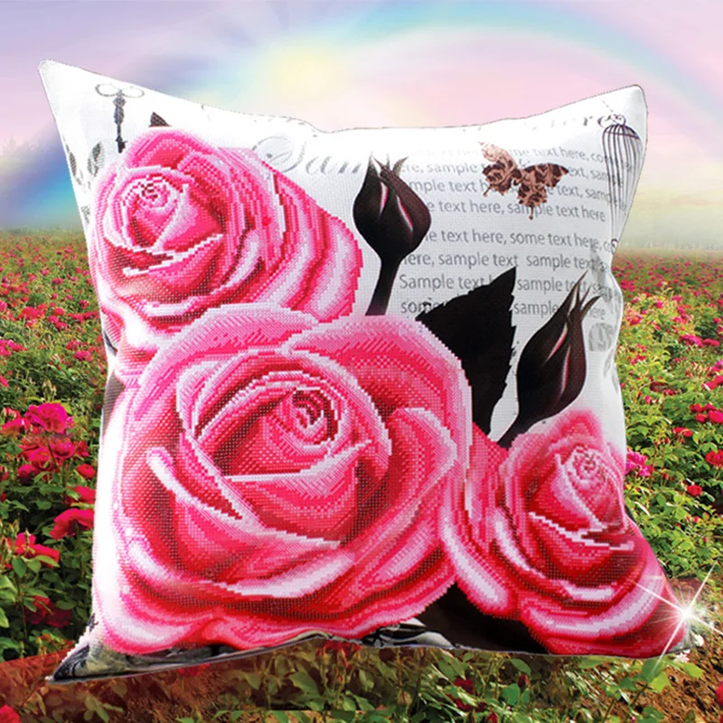 Skup Poduszka haft krzyżykowy zestaw do haftu zestawy do robótek ręcznych counted Diy drukowane haft krzyżykowy zestawy poduszek wzory obrazy akcesoria