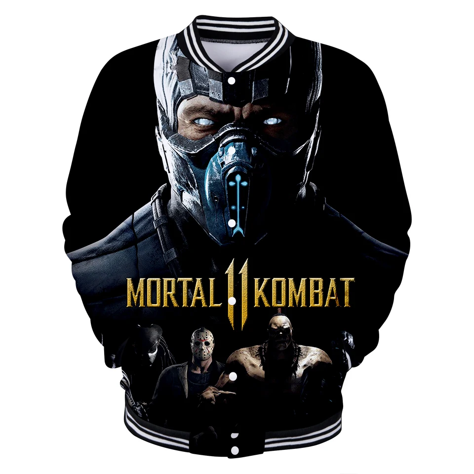 

New 3D Mortal Kombat 11 Long Sleeve Harajuku Baseball Jacket Women and Men Clothes 2019 Hot Sale Kpop Print Plus Size Tops