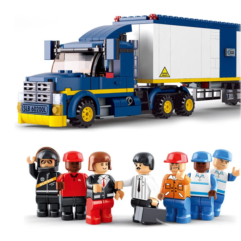 

537Pcs City Gas Station Freight Truck Car Building Block Figures Model Compatible Legoingly Ctiy Educational toys For Children
