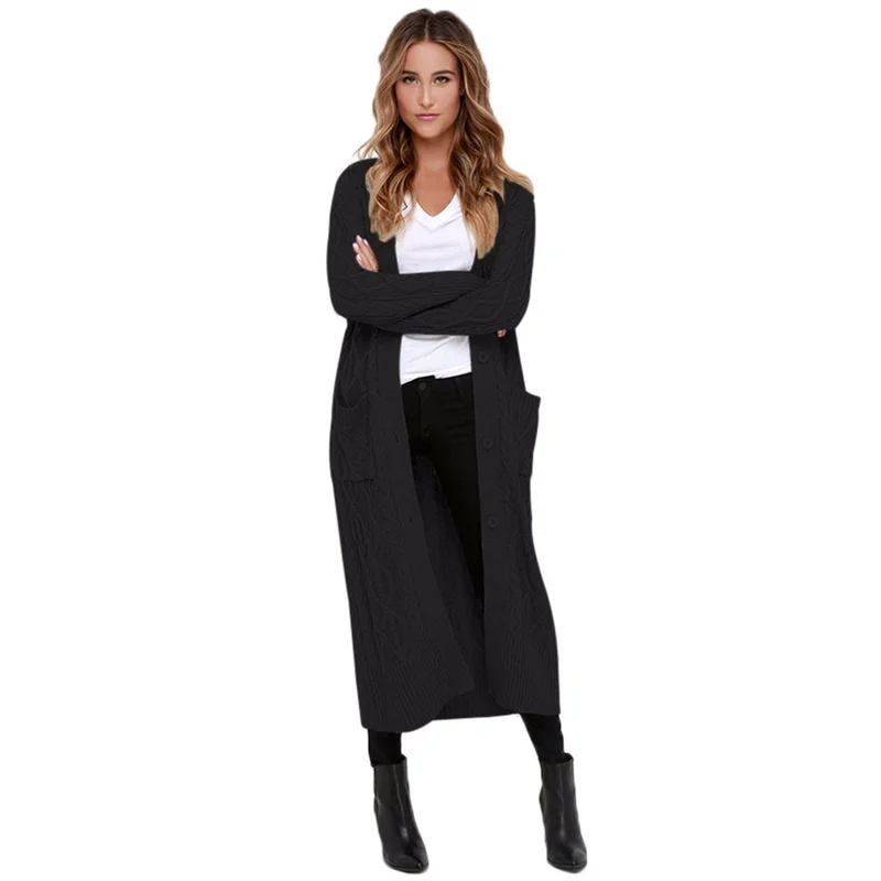Winter Long Women's Sweater In Gray with Buttons Women's